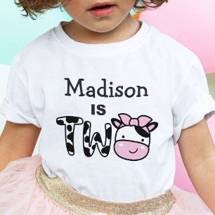 Pour Bébé Fille 2e anniversaire vache deux T-shirt personnal