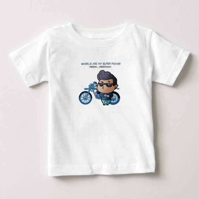 Pour Bébé Garçon avec lunettes de soleil et T-Shirt moto (Devant)
