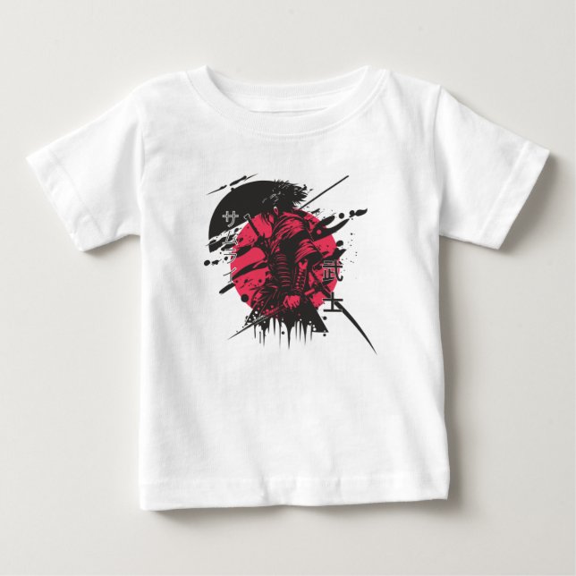 Pour Bébé "Japanese Warrior Art T-Shirt – Samurai in Red Ink (Devant)