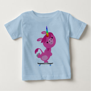 Pour Bébé Joli Skateboard Cartoon Unicorn Baby T-shirt