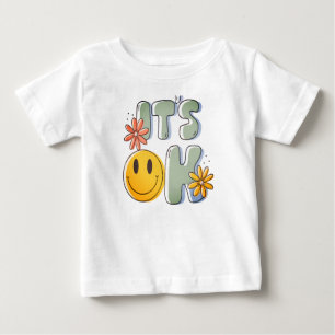 Pour Bébé Joli T-Shirt Rétro "C'EST OK" avec Visage Sourire