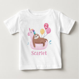 Pour Bébé Jolie Sloth et licorne T-shirt d'anniversaire