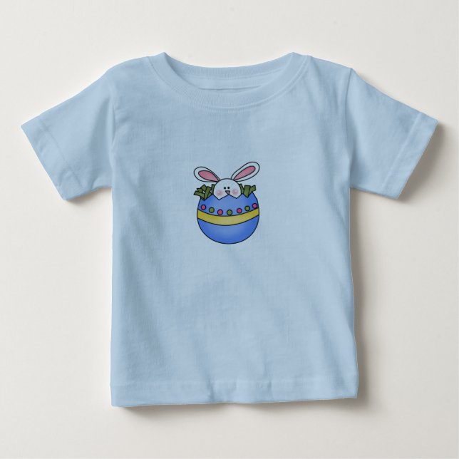 Pour Bébé Lapin dans le T-shirt bleu de Pâques d'oeufs (Devant)