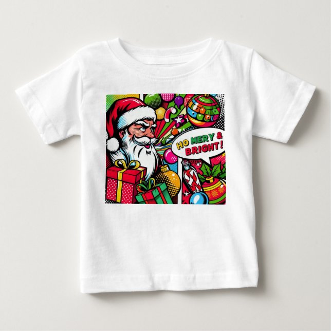 Pour Bébé Merry & Bright Pop Art - T-shirt de Noël gras (Devant)
