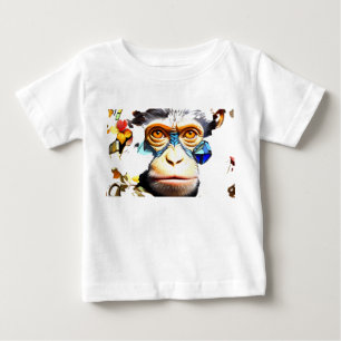 Pour Bébé Mosaïque de singe Tirage en verre tendu T-shirt De