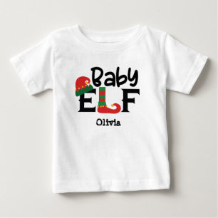 Pour Bébé Nom personnalisé Baby Elf Christmas T-Shirt