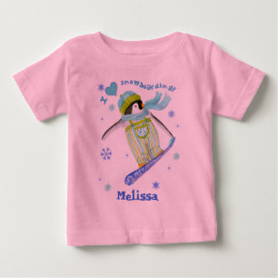 Pour Bébé Pingouins en jeu, snowboard, T-shirt enfant