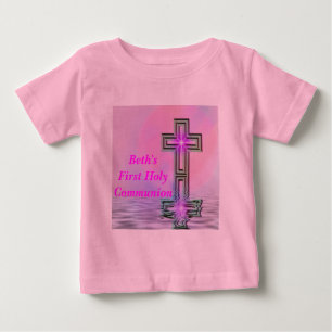 Pour Bébé Premier T-shirt de la Sainte Communion avec le nom