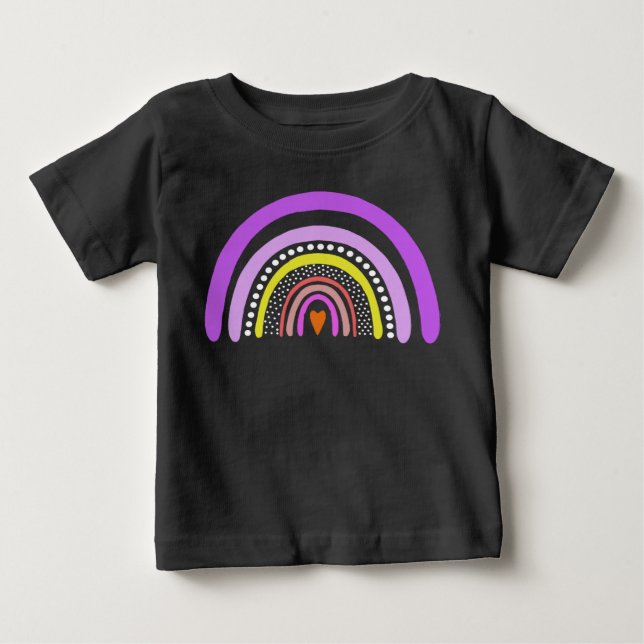 Pour Bébé Rainbow Heart Boho Doodle T-Shirt (Devant)