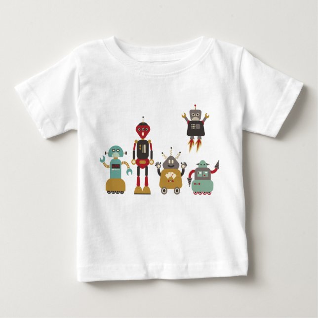 Pour Bébé Robots rétro mignonne T-shirt enfant (Devant)