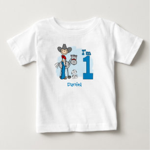 Pour Bébé Stick Cowboy 1st Birthday Baby T-Shirt