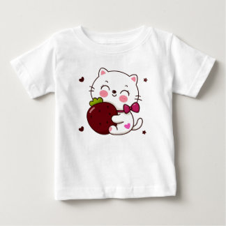 Pour Bébé Strawberry Kitty Love Baby Fine Jersey T-Shirt 🍓