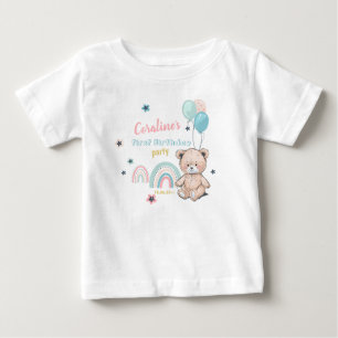 Pour Bébé T-shirt 1er anniversaire avec un joli ours en pelu