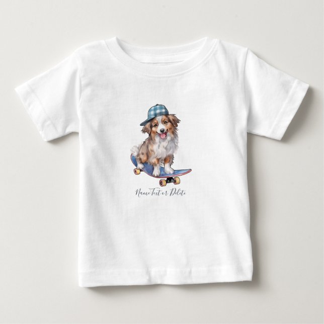 Pour Bébé T-Shirt à l'aquarelle Berger Australien (Devant)