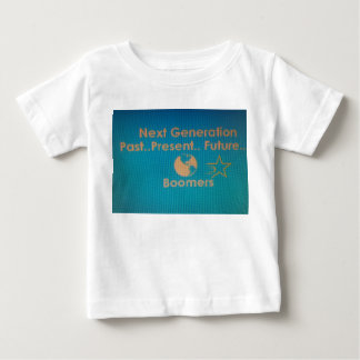 Pour Bébé T-shirt blanc Toddler Ruffler avec logo bleu Turqu