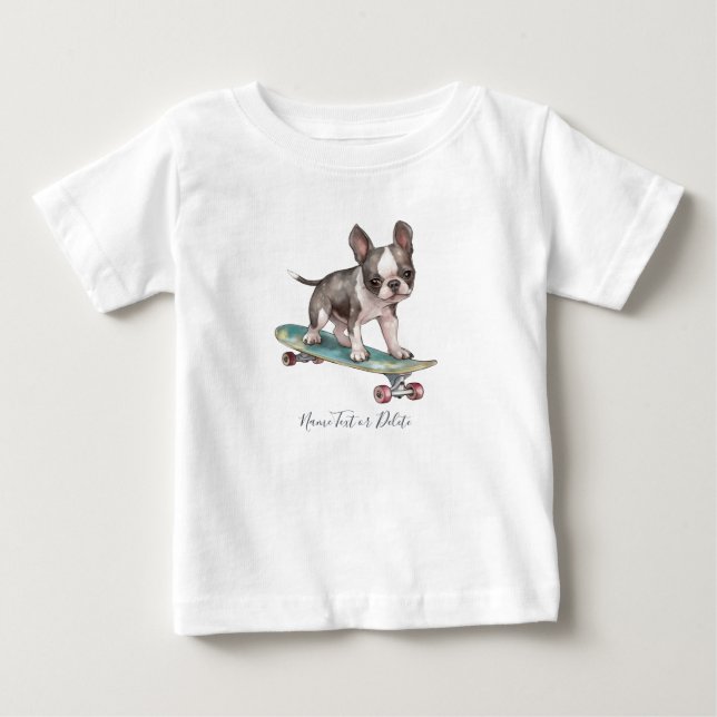 Pour Bébé T-Shirt Boston Terrier Aquarelle (Devant)