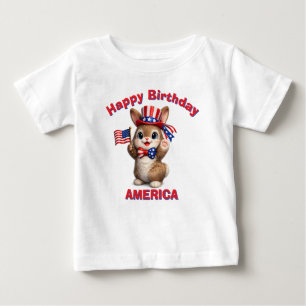 Pour Bébé T-Shirt Brun Lapin (5ae) Enfant Patriotique