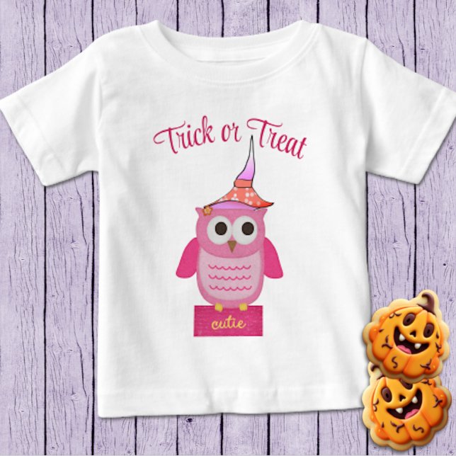 Pour Bébé T-shirt Chouette d'Halloween rose (Créateur téléchargé)