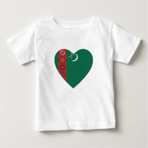 Pour Bébé T-shirt Coeur du drapeau turkmène
