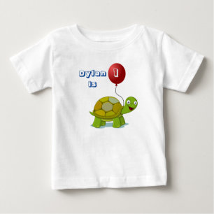 Pour Bébé T-shirt d'anniversaire de ballons rouges et tortue