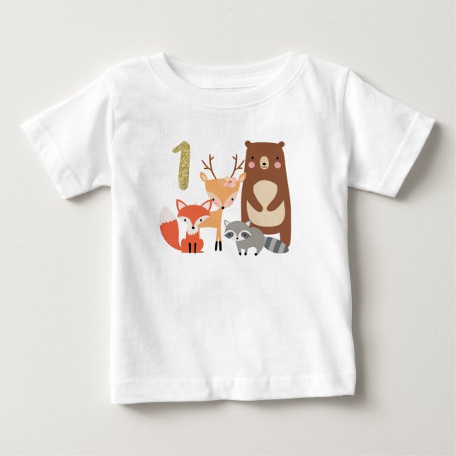 Pour Bébé T-shirt d'anniversaire de la région boisée des (Devant)
