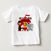T-shirt d'anniversaire du cirque rouge et blanc cu