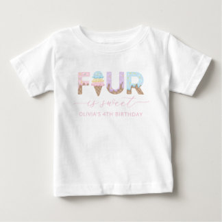Pour Bébé T-shirt de fête d'anniversaire Quatre est Sweet Ic