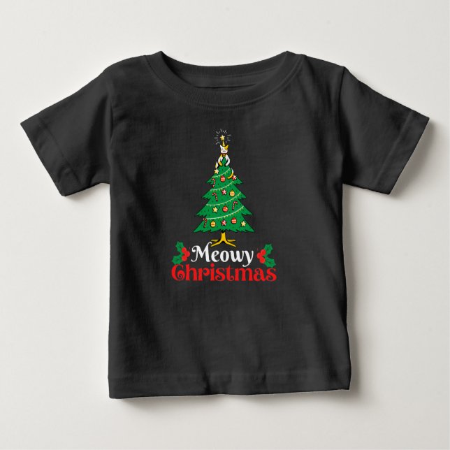 Pour Bébé T-shirt de Noël Meowy (Devant)