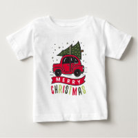 T-Shirt drôle coloré arbre de Noël joyeux voiture 