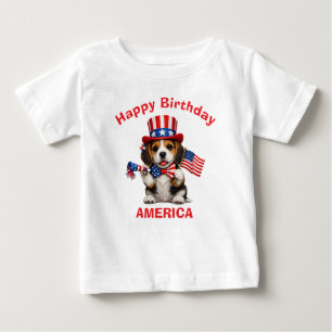Pour Bébé T-Shirt Enfant Chiots Beagle (2s) Patriotique