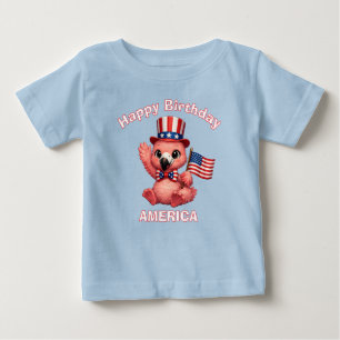 Pour Bébé T-Shirt Enfant Flamant Rose (4f) Patriotique
