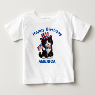Pour Bébé T-Shirt Enfant Patriotique avec Chatons Noir & Bla