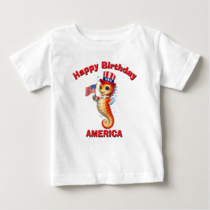 Pour Bébé T-Shirt Enfant Patriotique Hippocampe (7a)