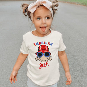 Pour Bébé T-shirt fille Casquette américaine mignonne