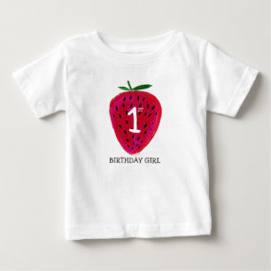Pour Bébé T-shirt Fille Fraise Premier Anniversaire