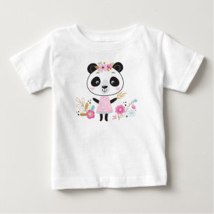 Pour Bébé T-shirt fille rose panda adorable