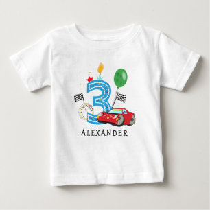 Pour Bébé T-Shirt Fille Voiture de Course 3ème Anniversaire