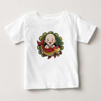 Pour Bébé T-Shirt | Garçon Mignon avec Carpe Koï Chanceuse