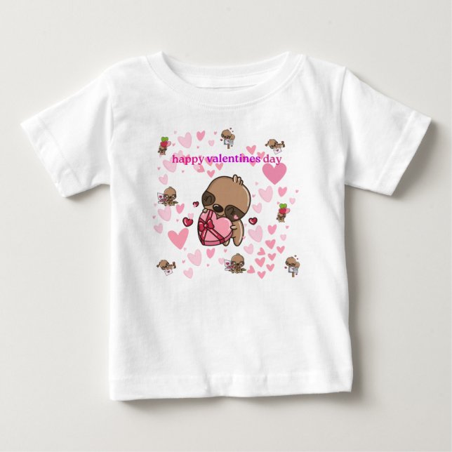 Pour Bébé T-shirt Heureuse Sainte-Valentin Sloth Kids (Devant)