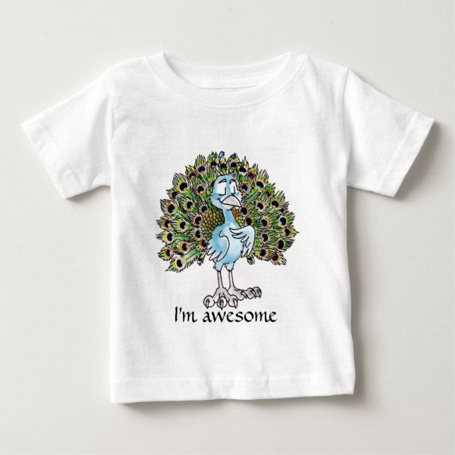 Pour Bébé T-shirt impressionnant de nourrisson de paon (Devant)