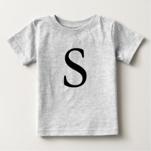 Pour Bébé T-shirt initial noir monogrammé Lettre S