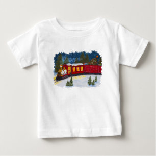 Pour Bébé T-Shirt Magie de Noël Train à Vapeur Rouge Vintage