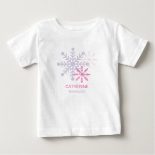 Pour Bébé T-Shirt Moderne Flocons de Neige Roses Winter Oned