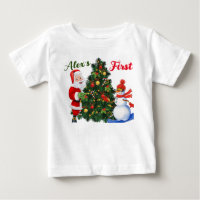 T-shirt Noël mignon Père Noël et bonhomme de neige
