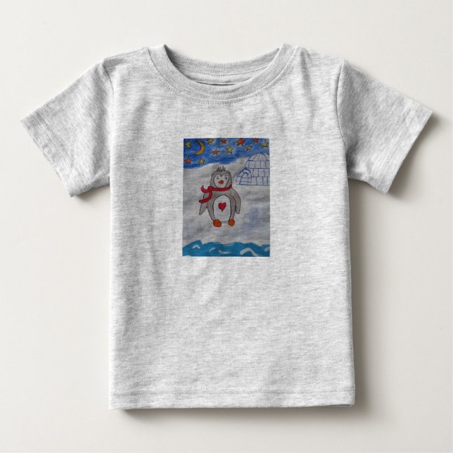 Pour Bébé T-shirt Penguin de neige d'hiver (Devant)