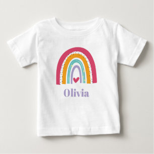 Pour Bébé T-Shirt Personnalisé Rose et Violet Arc-en-Ciel