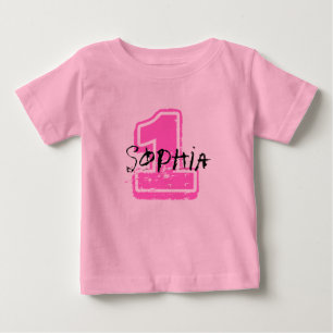 Pour Bébé T-shirt rose d'anniversaire de nom et d'âge
