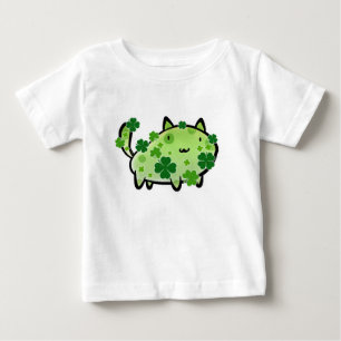 Pour Bébé T-shirt vert de nourrisson de chat de trèfle