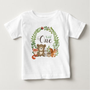 Pour Bébé T-shirt Wild One 1st Birthday Woodland Animals