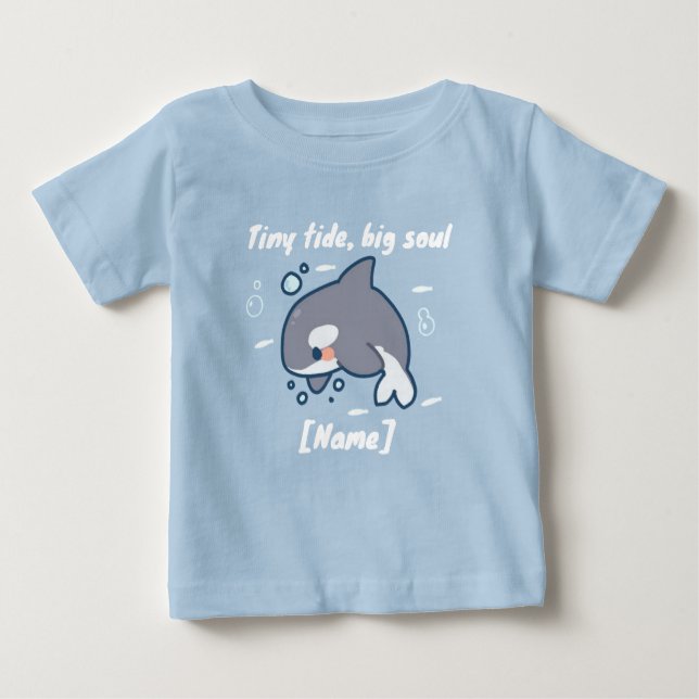 Pour Bébé Tiny Tide Whale T-shirt – Custom Name (Devant)